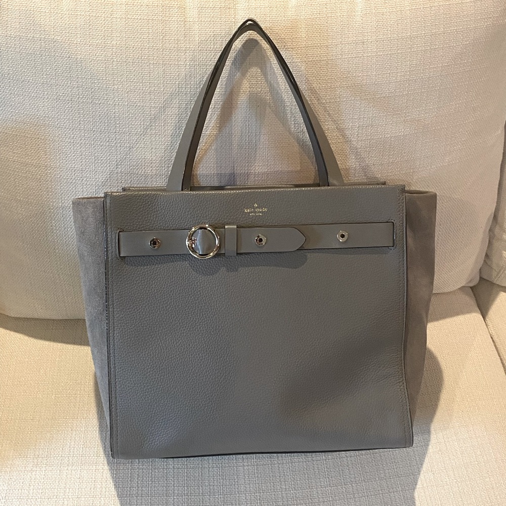 Kate Spade ~ Gray leather front/back with suede side panels, shoulder bag